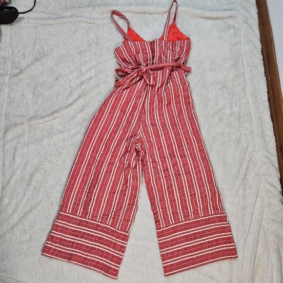 Anthropologie Ett:wa Red White Stripe Wide Leg Sleeveless Tied Jumper Women L - Picture 2 of 10